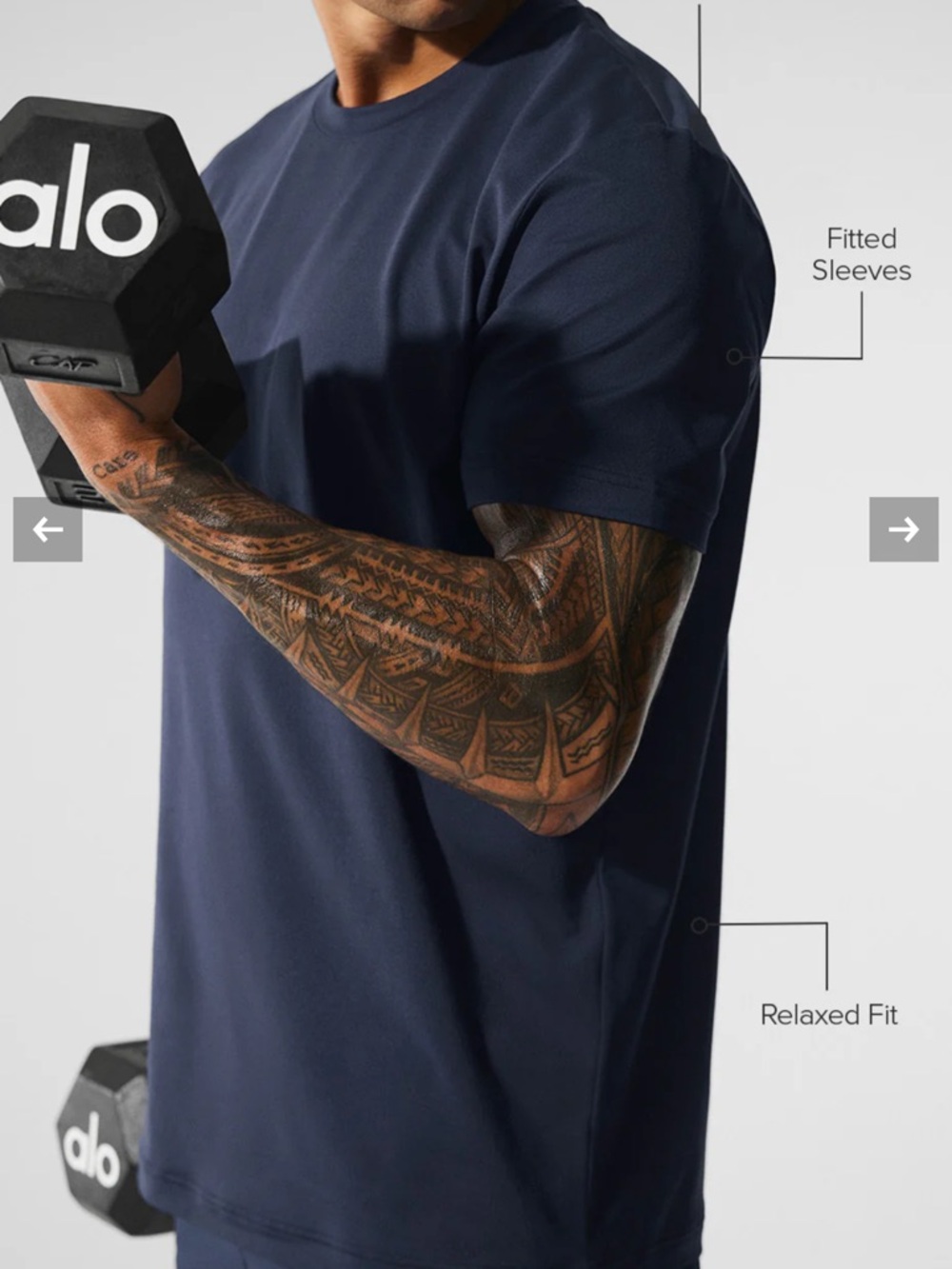 Alo Men's Navy Conquer Reform Crewneck Short Sleeve